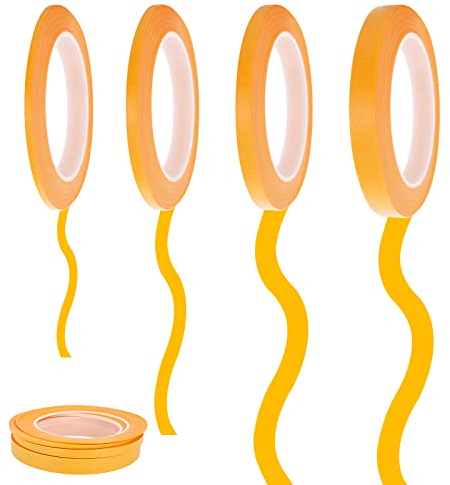 Abeillo 4 Rollen Kreppband Malerkrepp, 1.5mm/3mm/6mm/1.26cm x 50m Feinlinienband Malerband, Abklebeband Selbstklebendes Fineline Tape, Abklebeband Lackieren für Malerarbeiten, Dekoration, Autolack