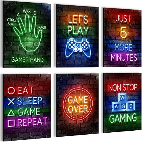 Novart Wandbilder - KEIN EXTRA RAHMEN BENÖTIGT - Kinderzimmer Junge Teenager - Bilder Modern Spielkonsole Gamer - Bunt - N005265a