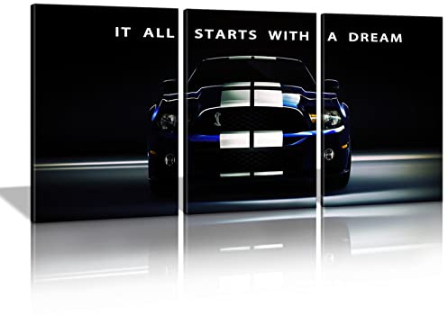 KAWAHONE It All Starts with A Dream – motivierende Leinwand-Wandkunst, Büro, inspirierende Posterdrucke, Zitate, Wanddekoration, einfach aufzuhängen, 40.6 cm Bx61 cm Hx3 Stück