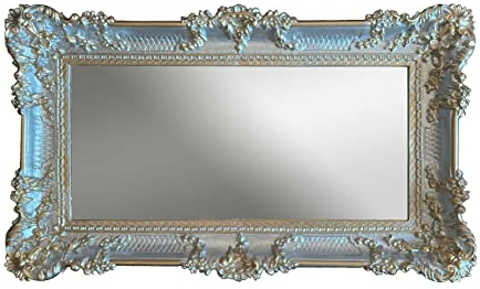 Generisch WANDSPIEGEL ZEITLOS BAROCKSPIEGEL Spiegel Silber-Gold 96x57 ANTIK BAROCK CHIC Renaissance JUGENDSTIL Retro Design MIT ORNAMENTVERZIEHRUNGEN LUXURIÖS PRUNKVOLL 75SP