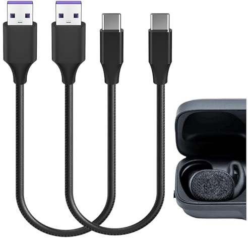GEEKRIA USB Earbuds Short Charger Cable Compatible with JayBird VISTA 2, JBD-VST-001, VISTA, USB to USB-C Replacement Power Charging Cord (1ft / 30cm 2Pack)