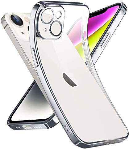 Supdeal Crystal Clear Case for iPhone 14 Plus, [Not Yellowing] [Camera Protection] [Military Grade Drop Tested] Transparent Shockproof Protective Phone Case Soft Silicone Slim Cover, 6.7 inch, Silver