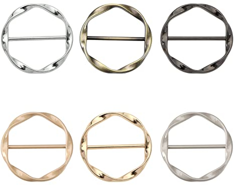 Create idea 6 Stück T-Shirt Schal Schnalle Clip Elegante Seidenschal Ring Clips Halstuchschnalle Kleidung Krawatten Klammern Metall Halter 6 Farben