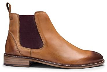 Mens Tan Leather Classic Retro Smart Causal Formal Chelsea Dealer Vintage Boots