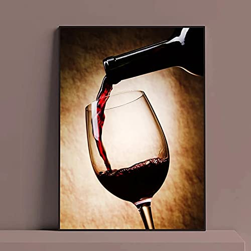 Moderne Kunst, Rotweinglas, Leinwandgemälde, Poster, Bar, nordische Wandkunst, Bilder, Restaurant, Küche, Wand, Wohnzimmer, Dekoration, 30 x 45 cm, rahmenlos