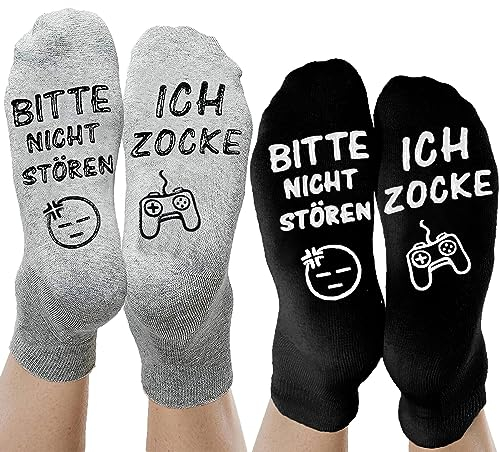 Lustige Gaming Socken Gamer Geschenke Socken mit Spruch Bitte Nicht Stören Ich Zocke Knöchel Socken Baumwollsocken Geschenke für Männer Herren Frauen Damen zum Weihnachts Erntedankfest Geburtstag