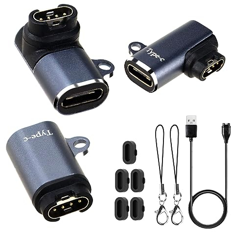 BouGPeng 3 Stück USB C auf Garmin Adapter mit Ladekabel Uhr Type C Ladeadapter Kompatibel für Garmin Fenix 7 7S 7X 6 6S 6X 5 5S 5X Plus Forerunner 935 945 955 45 245 Instinct 2S Vivoactive 4 Approach