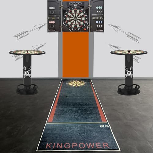 CARPETIA Innovative Schwarze Dartmatte mit abgedruckter Dartscheibe und Abwurflinien für ultimativen Schutz und Präzision 100 x 285 cm