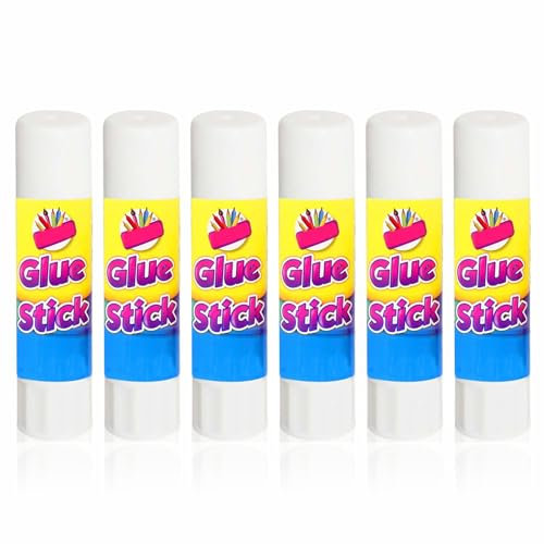 Mucilage Glue Stick Plaster Glue Stick Child Friendly Odorless Lightweight Non Toxic Multipurpose School Office Mess Free Twist Action Stationary Art & Craft Strong Adhesive Stickum (6pcs)