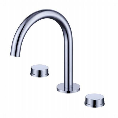 ZYCDP Mitigeur Lavabo 3 Trous Robinet de Lavabo de Salle de Bain À 2 Poignées Robinetterie de Lavabo 3 Trous Mitigeur Chaud et Froid, Chrome