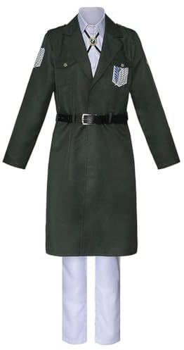 Mikasa Ackermann Cosplay Kostüm Kurze Jacke/Levi Ackerman Cosplay Anzüge Umfrage Corps Umhang/Komplettes Set für Halloween Party (Levi Ackerman, 3XL)