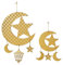 2 Stück Ramadan Mubarak Dekoration Holz, Ramadan Dekoration Wand, Eid Mubarak Dekoration Indoor, Ramadan Deko Mond und Sterne, Wanddeko Halbmond Anhänger Geschenke Muslim Islam Ramazan Dekor (Mond)