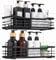 JIUFOXINO Duschablage ohne Bohren,2 Stück Badezimmer Organizer,Edelstahl Duschregal Duschkorb,Regal Badregal Shampoo Halterung für Dusche Küche Bathroom,mit 2 Klebeflächen,Schwarz