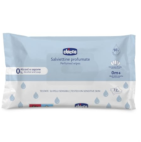 Chicco Salviette Neonato Detergenti Multiuso, Senza Alcool, Profumate, Adatte per Pelli Sensibili, senza flip 2024, Megapack da 864 Salviette, 12 Confezioni da 72 Salviettine