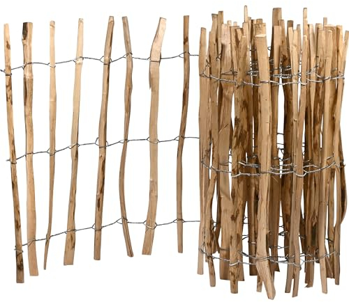 dobar® Grande clôture en lattis - Bordure de parterre pour l'extérieur - Brise-vue décoratif en bois de noisetier pelé - Clôture à lattes - Clôture de jardin - 50 x 200 cm - Naturel