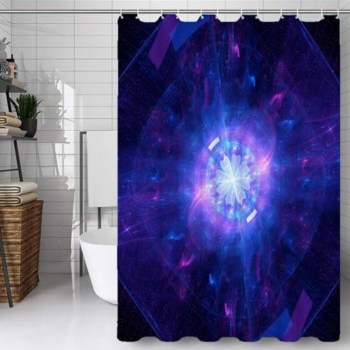 3D Geometric Art Shower Curtain 180 x 180, Optical Illusion Bath Curtain Waterproof Anti Mould Polyester Fabric Decorative Shower Curtains Bathroom Curtains with Hooks
