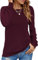 Damen Pullover Lässig Langarmshirt Elegant Herbst Winter Rundhals Sweatshirt Langarm Shirts Loose Plissee Oberteile Burgunderrot XL
