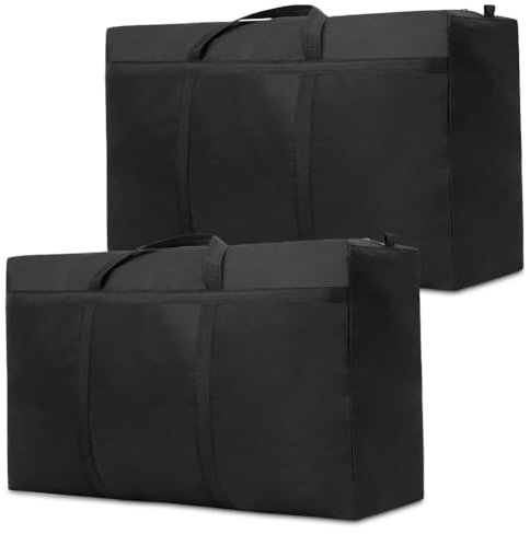 2 Stück 180L Super Groß Aufbewahrungstasche, 600D Oxford Heavy-Duty Reisetasche Groß, Aufbewahrung mit Reißverschlüssen Handgriff, Wasserdichte Umzugstaschen für Oberbetten,Kleidung,Decken und Kissen