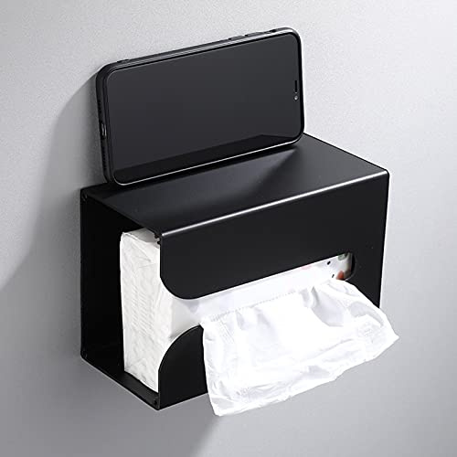 HAOHIZE Taschentuchbox Halter Schwarz, Aluminium Taschentuchspender zur Wandmontage, Rechteckige Tissue Box, Kosmetiktücher Box, Küchenhandtücher, Aufbewahrungsbox