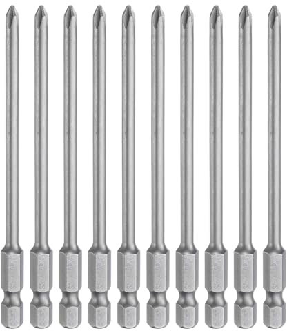 sourcing map 10pcs #1 Phillips Screwdriver Bit PH1 1/4 Hex Shank 4 (100mm) Long Magnetic S2 Steel Industrial Grade Screw Driver Bit Cross Head Electric Drill Bits 0.157 (4mm) Rod