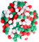 i-mondi® 200 pompons zum basteln bunt 10mm klein pom pom bunt (092 weiss-grün-rot)