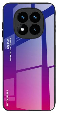 DEDUX Hülle für Xiaomi Redmi Note 14 Pro 5G Handyhülle, Hülle Farbverlauf Glas und TPU Schutzhülle Case Cover für Xiaomi Redmi Note 14 Pro 5G (Blau/Rot)