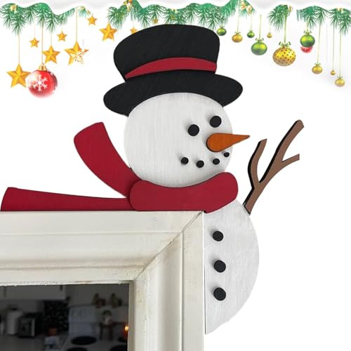Weihnachts-Türecke - Weihnachts Türdekoration Aus,Eckdekoration Mit Holzrahmen,Weihnachts-Türrahmen-Dekoration,Türrahmen-Eckdekoration,Türrahmen Deko Weihnachten,Holztürrahmen Dekoration, C