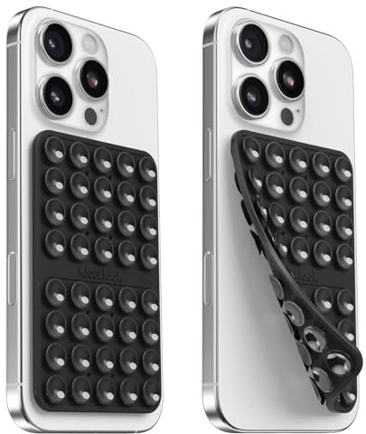 2PCS Silicone Suction Cup Phone Case Mount Double Sided - Klearlook Silicon Sticky Phone Grip with Higher Suction Power for Cell Phone,Hands-Free Phone Accessories Holder for Selfies&Video, Black