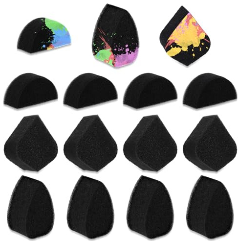 15 Stück Schminkschwamm Set Gesichtsbemalungsschwämme Halbmond Kunstschwamm | Schwarze Schwämme, Hochdichter Körperbemalungs Schwamm, Körperfarbe, Tröpfchen Make-up Malschwamm, für Erwachsene