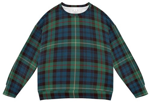 Wudan Sweatshirt für Kinder, Mädchen, Fleece, Herbst-Top, Hemden, Party, 4T, Blau / Schwarz, Blau-schwarz kariert, 9-10 Jahre
