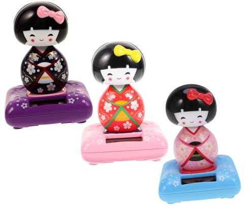 HONMEET 3stücke Teiliges Japanische Kimono Puppen Figuren Wackelnde Auto Dekoration Robustem Und Niedliche Tisch Und Schreibtisch Deko