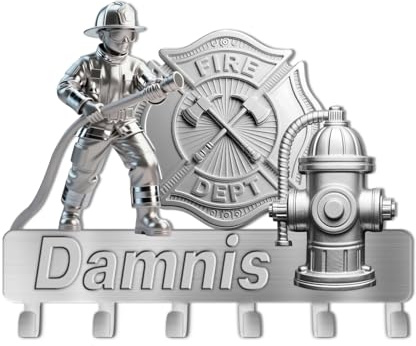 Ozinna Personalisierte Feuerwehr-Wandhaken, individueller Name, Metall-Schlüsselaufhänger, Wandhalterung, hängende Kleiderhaken, Schlüsselhalter für Eingangsbereich, Badezimmer, Tür, neues Zuhause