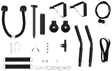 Fitness Pulley-System 120 kg Belastbarkeit Schlingentrainer Komplett Set 39,3cm Zugstange Krafttraining Set für zu Hause Fitnessstudio Bizeps Trizeps Rücken Trainingsgerät