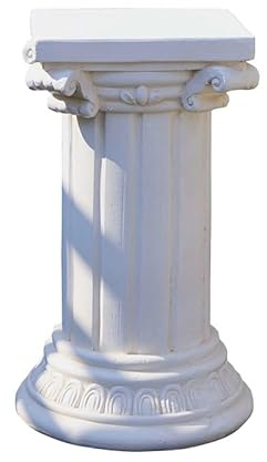XLIHAWY Outdoor Sculptural Display Pedestal, Column Plant Stand, Antique Stone Finish Roman Pillar For Front Porch Garden(White,27x45cm)