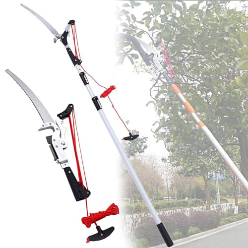KFGISD, Tree Saw Branch Long Reach Pole Pruning Saw, Heavy Duty Extendable Telescopic Garden Tree Pruner with Saw Blade Lopper Cutter,High Branch Saw(5m/16.4ft,5m/16.4ft)