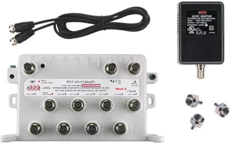 Zuverlässiges Kabel 8-Port MoCA Kabel TV Modem Splitter Signal Booster/Verstärker Kit mit aktiver Rückkehr, verbindet 9 Geräte (nicht für Antennensysteme (OTA) und funktioniert nicht mit