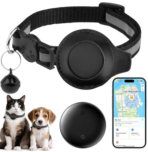 Mini Pet Tracker für Katzen und Hunde, Smart GPS Cat Tracker, Keine monatliche Gebühr, Kompatibel mit iOS/Android, Einstellbare Reflektierende Katze Trackers Gerät