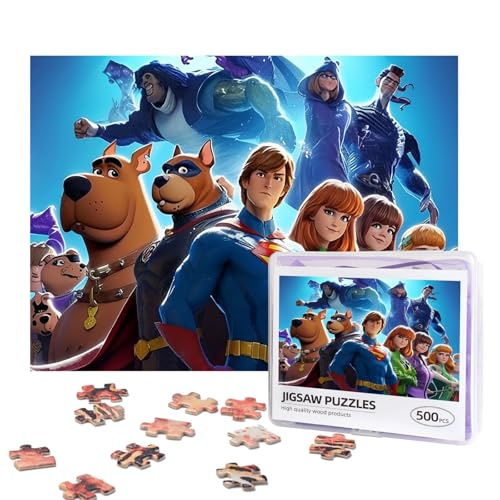 Scooby Doo- und Superhelden-Puzzle, 500 Teile, personalisiertes Puzzle, Foto-Puzzle mit Aufbewahrungstasche, anspruchsvolles Bilderpuzzle für Erwachsene, Heimdekoration, Hochzeit (52 x 38 cm)