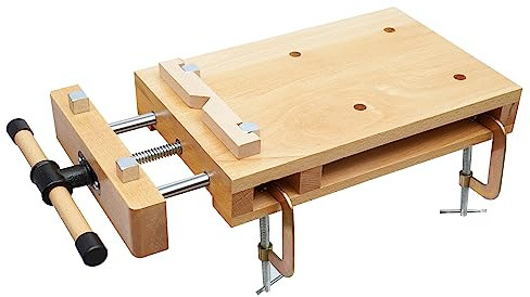 Woodworking Bench Vise, Portable Large Clamping Opening Workbench with 2 G-Type Fixing Clips & 4 Limit Blocks, Multifunctional Woodworking Bench for Planing Carving Chiseling