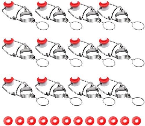 FERRODAY 12PCS Swing Top Glass Bottle Caps, Flip Top Bottle Airtight Lids
