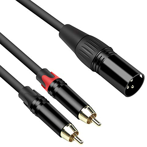 Devinal Cable de conexión de audio estéreo XLR macho a doble Phono RCA macho, divisor en Y, resistente, pintura para hornear, 3 m