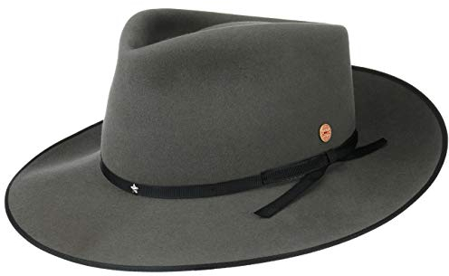 Mayser UDO Hut Musikerhut Filzhut Haarfilzhut Herren - Made in The EU mit Ripsband, Einfass Frühling-Sommer Herbst-Winter - 56 cm grau