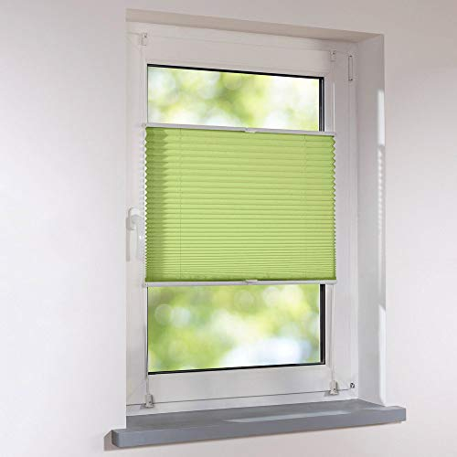 Plissee Klemmfix Faltstore UNIVERSAL Faltrollo ohne Bohren - 135 x 120 cm - grün