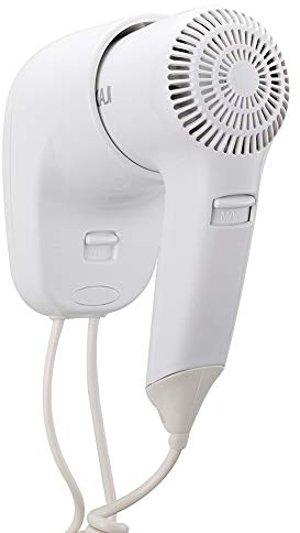 Bakaji - Secador de pared para el pelo, para el baño, potencia de 1200 W, doble velocidad seleccionable, color blanco
