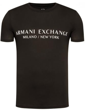 Armani Exchange Short Sleeve Milan New York Logo Crew Neck T-shirt Camiseta, Hombre, Negro, M