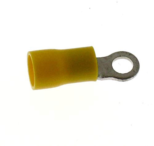 25 Stück Ringkabelschuhe SeKi 4,00-6,00mm², Loch-Ø M4 I gelb I Quetschverbinder teilisoliert PVC I Kabelschuh aus Kupfer verzinnt