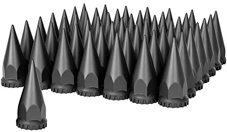 United Pacific 10548Cb – Radmutter-Abdeckung-Set – 33 mm x 12,1 cm schwarze Spike Nut Abdeckung mit Flansch – Gewinde (60 Stück)