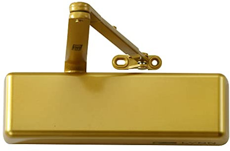 LYNN HARDWARE Extra Heavy Duty Commercial Door Closer, DC9016 Automatic, Surface-Mounted, Size 1-6, Heavy Traffic Areas, Brass/Gold