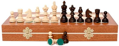 Olympisches Schach Spiel | Master of Chess | Holz Edles Schachbrett 35cm / 14inch | Turnier Schachspiel Holz Hochwertig für Kinder und für Erwachsene