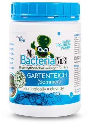 Mr. Bacteria No.3 Detergente per laghetti da giardino, per la pulizia del laghetto, chiarificatore d'acqua elimina acqua verde nel laghetto da giardino, laghetto galleggiante, USO ESTIVO 1x500g